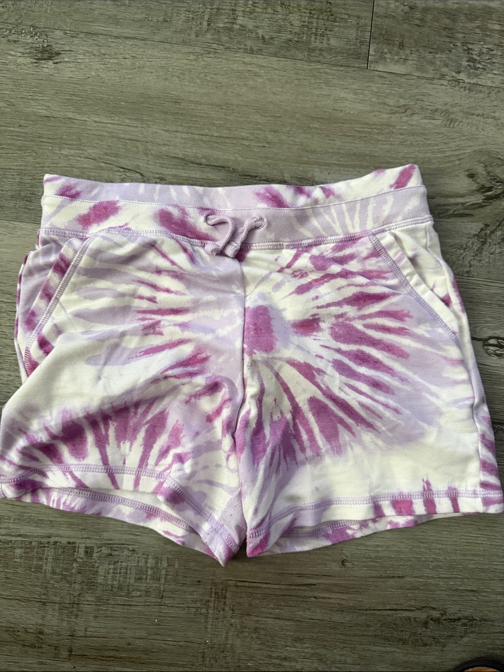 Girls' Lavender Tie-Dye Drawstring Knit Shorts